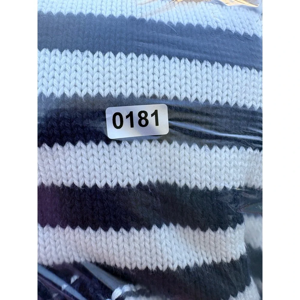525 Sailor Navy White Striped Polo Collar Knit‎ Sweater Dress Medium Nautical